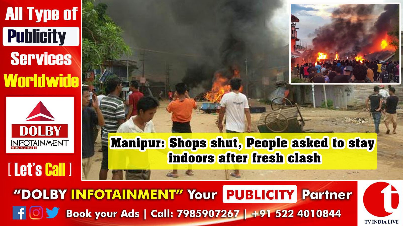 Manipur: Shops shut, People asked to stay indoors after fresh clash
