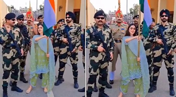 Ahead of Independence Day, Kiara Advani waves tricolour at Wagah Border