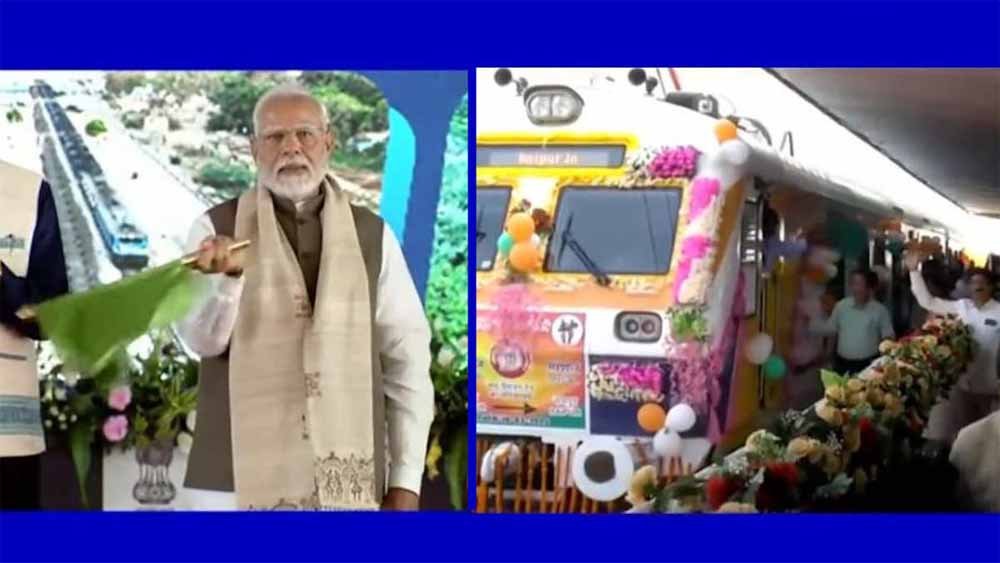 पीएम मोदी ने अभनपुर-रायपुर रेल सेवा का हरी झंडी दिखाकर किया शुभारंभ