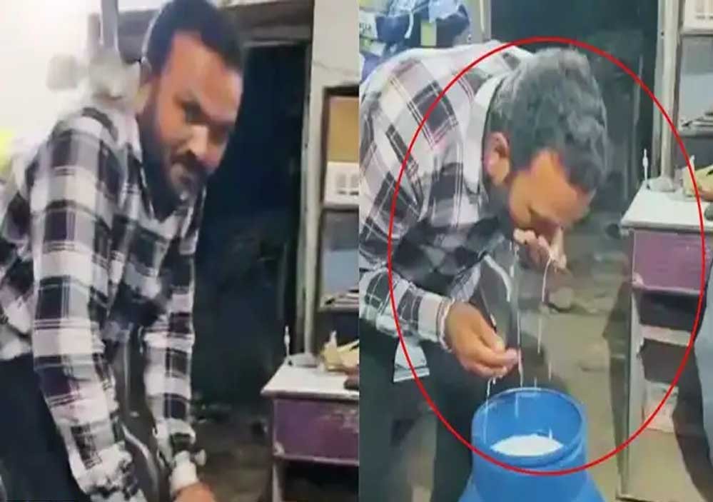 अहमदाबाद : SUKHDEV SINH CHAVDA की दूध फैक्टरी में कर्मचारी दूध के कैन में थूक मिला रहा, वीडियो 