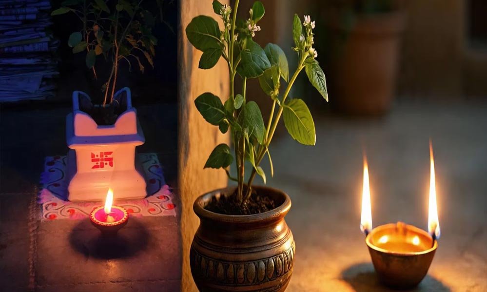 तुलसी और दीया: शाम के समय क्यों है यह धार्मिक व स्वास्थ्यवर्धक अभ्यास