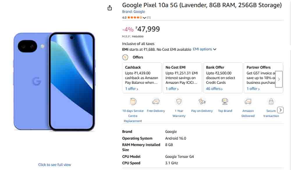 Google Pixel 10a पर मिल रही है भारी छूट और अब बेहद कम कीमत में घर ले आएं गूगल का यह प्रीमियम 5G