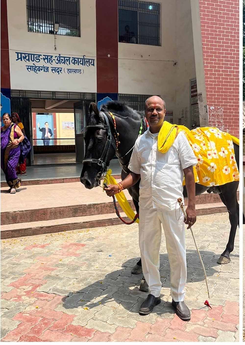 सुनील यादव का अलग अंदाज, घोड़े पर सवार होकर पहुंचे दफ्तर, सोशल मीडिया पर वायरल हुआ वीडियो