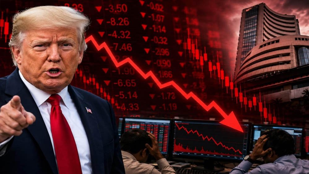 US-Iran तनाव से बाजार में हाहाकार! Sensex 1900 अंक से ज्यादा गिरा, Nifty धड़ाम; ट्रंप के बयान स