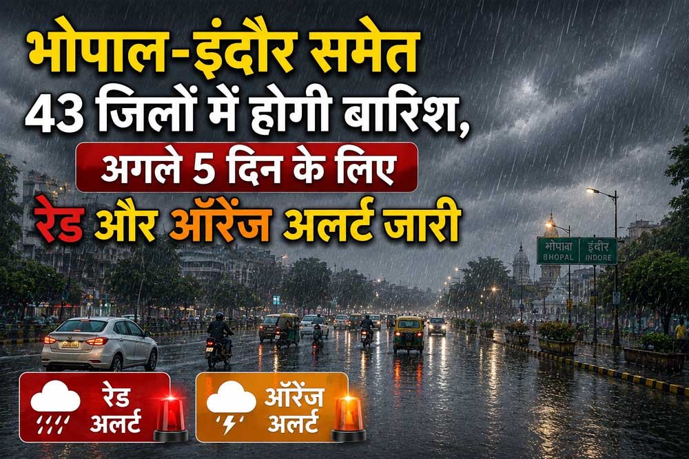 एमपी में भारी बारिश का दौर जारी, 43 जिलों के लिए 5 दिन का रेड-ऑरेंज अलर्ट