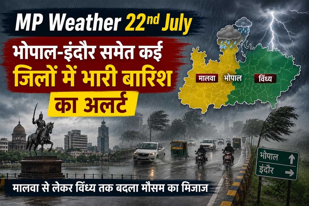 22 जुलाई को एमपी में बारिश का रेडी अलर्ट, भोपाल-इंदौर सहित कई जिलों में झमाझम के आसार