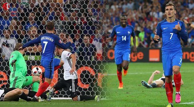 France beat Germany 2-0, to face Portugal in Euro final