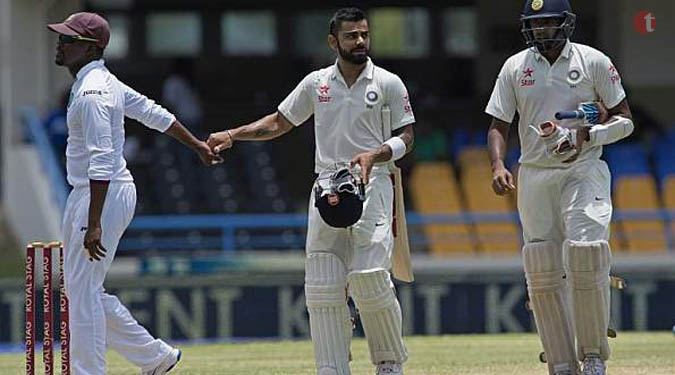 First Test: West Indies 31/1 after India's 566/8