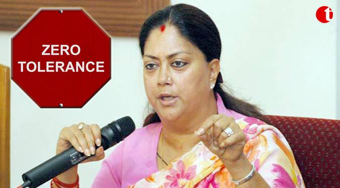 Zero tolerance policy towards corruption: Vasundhara Raje