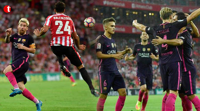 Rakitic header earns Barcelona victory in Bilbao