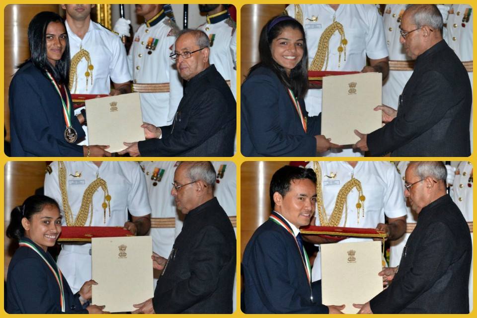 Sindhu, Sakshi, Dipa, Jitu conferred Rajiv Gandhi Khel Ratna awards