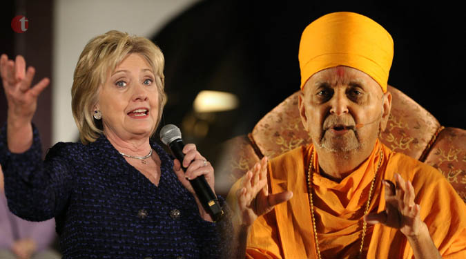 Pramukh Swami built global faith on Vedic values: Clinton