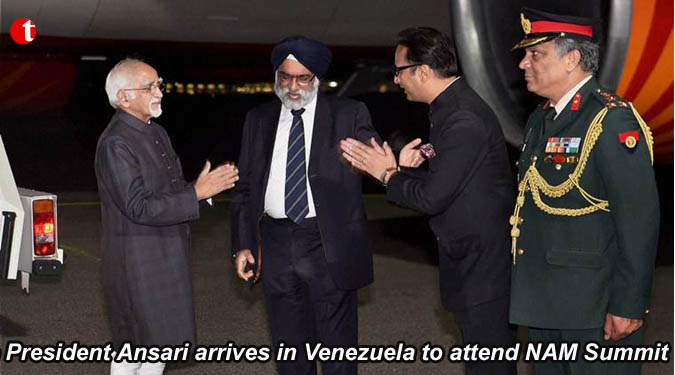 Vice President Ansari arrives in Venezuela to attend NAM Summit