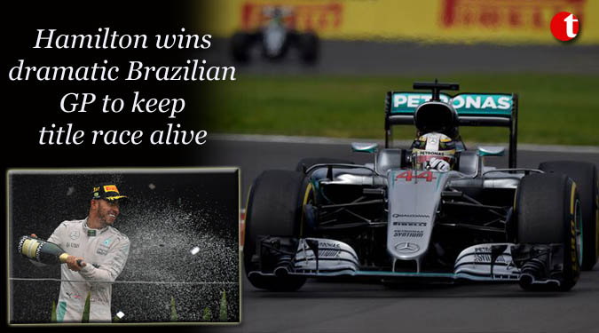 Hamilton wins dramatic Brazilian GP to keep title race alive