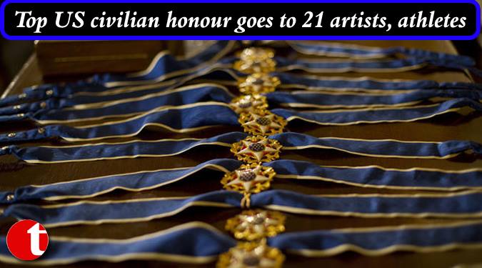 Top US civilian honour goes to 21 artists, athletes