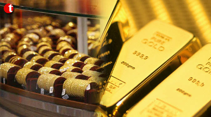 Gold gains on positive global cues, jewellers' buying