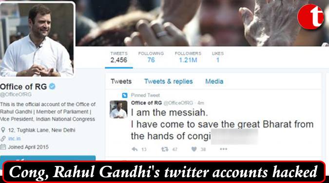 Congress, Rahul Gandhi’s twitter accounts hacked