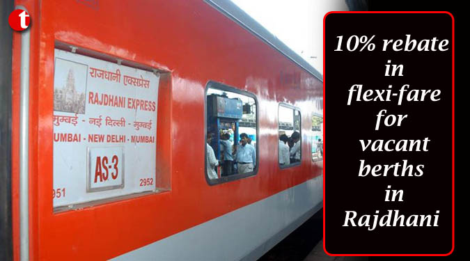 10% rebate in flexi-fare for vacant berths in Rajdhani