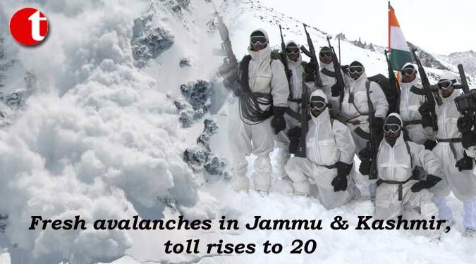 Fresh avalanches in J&K, toll rises to 20