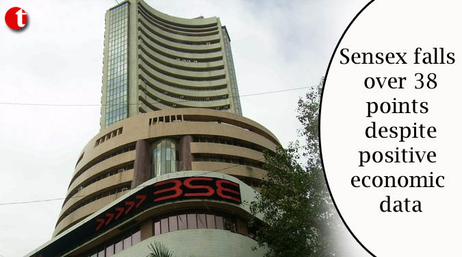 Sensex falls over 38 points despite positive economic data