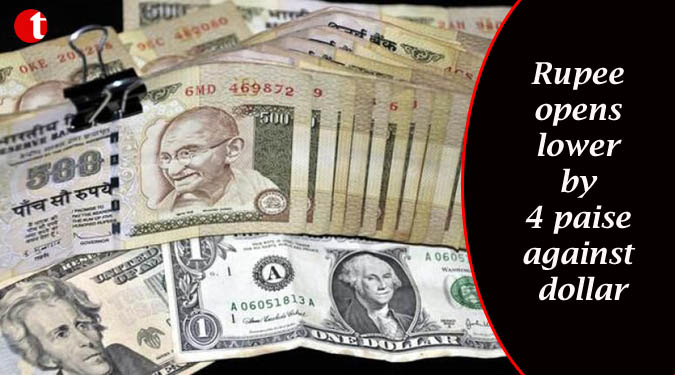 Rupee opens lower by 4 paise against dollar