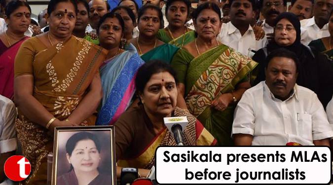 Shashikala presents MLA’s before journalists