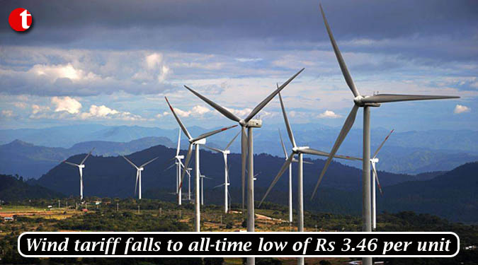 Wind tariff falls to all-time low of Rs 3.46 per unit