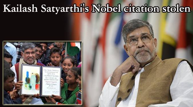 Kailash Satyarthi’s Nobel citation stolen
