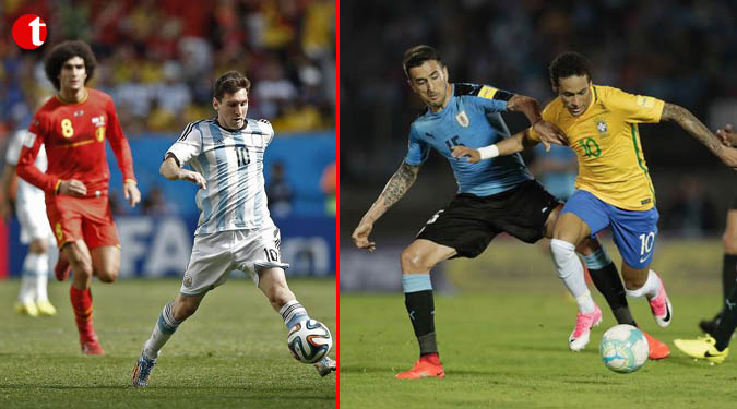 Brazil on brink, Messi revives Argentina