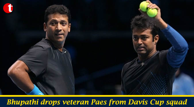 Bhupathi drops veteran Paes from Davis Cup squad