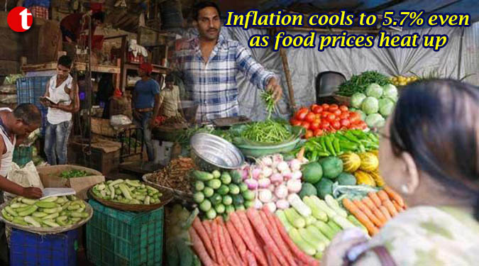 Inflation cools to 5.7% even as food prices heat up