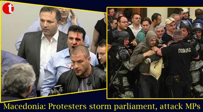 Macedonia: Protesters storm parliament, attack MPs
