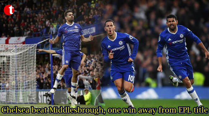Chelsea beat Middlesbrough, one win away from EPL title