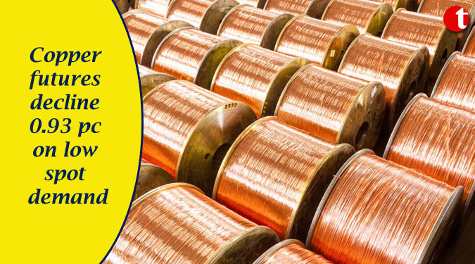 Copper futures decline 0.93 pc on low spot demand