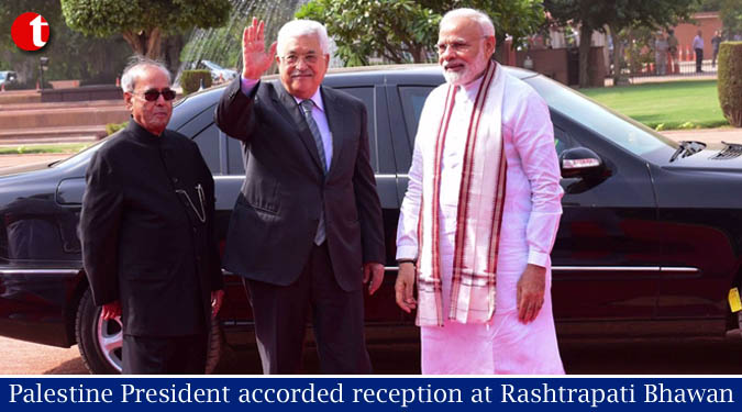 Palestine President accorded reception at Rashtrapati Bhawan