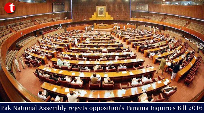 Pak National Assembly rejects opposition’s Panama Inquiries Bill 2016