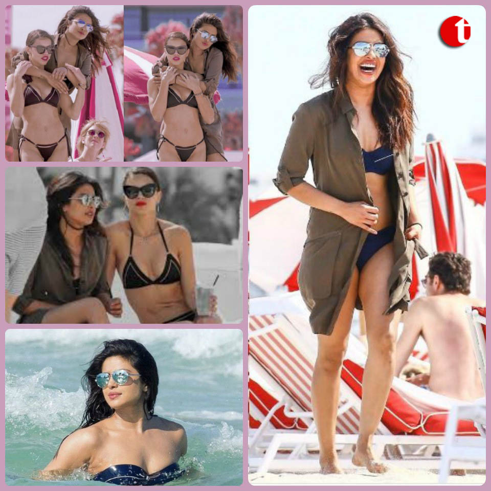 PC hits Miami beach with adriana Lima, Pics go viral