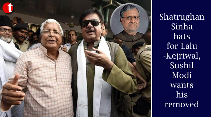 Shatrughan Sinha bats for Lalu-Kejriwal, Sushil Modi wants him removed