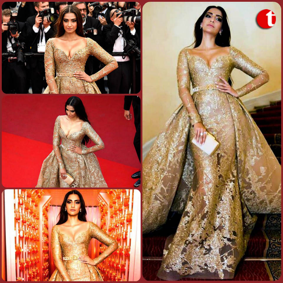 Sonam stuns everyone with her golden look at Cannes