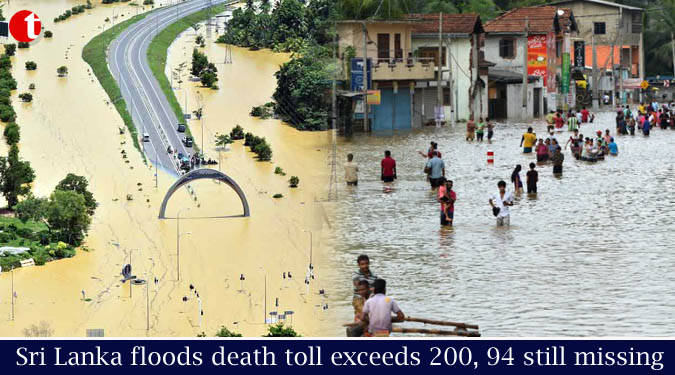 Sri Lanka floods death toll exceeds 200, 94 still missing