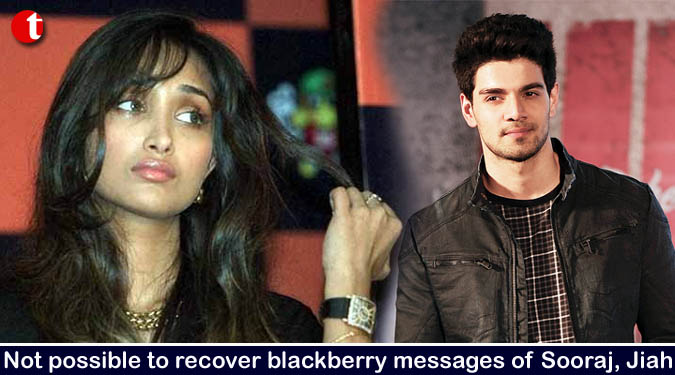 Not possible to recover blackberry messages of Sooraj, Jiah
