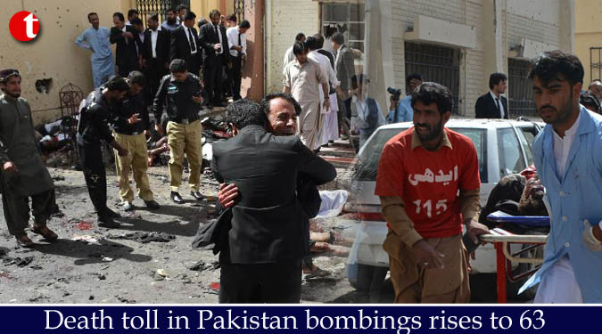 Death toll in Pakistan bombings rises to 63