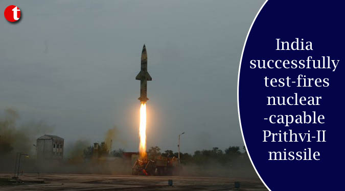 India successfully test-fires nuclear-capable Prithvi-II missile