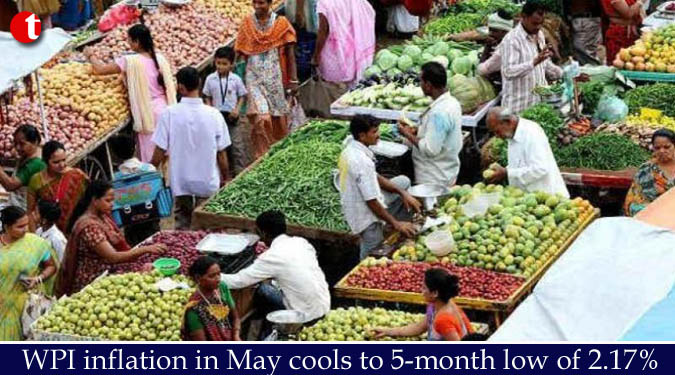 WPI inflation in May cools to 5-month low of 2.17%