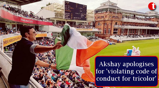 Akshay apologises for 'violating code of conduct for tricolor'