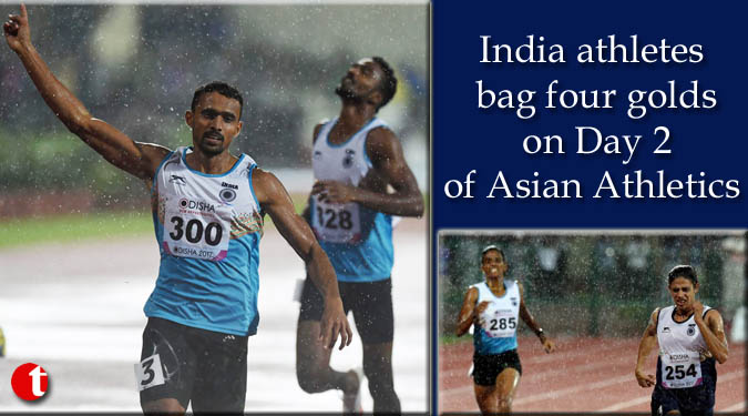 India athletes bag four golds on Day 2 of Asian Athletics