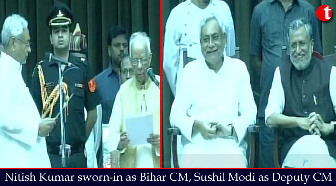 Nitish Kumar sworn-in as Bihar CM, Sushil Modi as Deputy CM