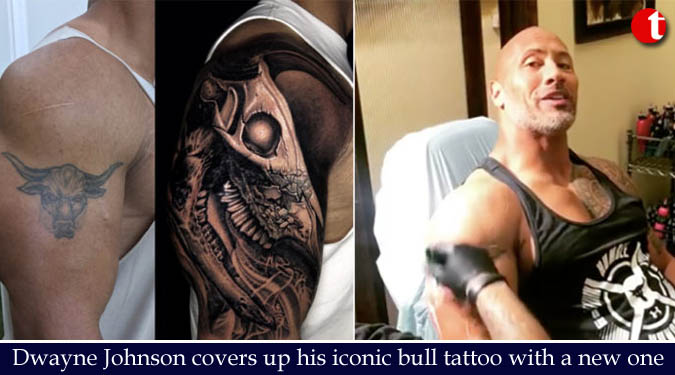 Dwayne Johnson covers up his iconic bull tattoo with a new one