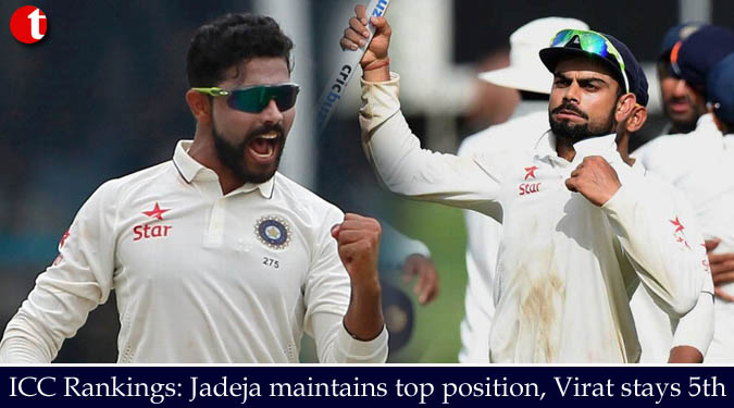 ICC Rankings: Jadeja maintains top position, Virat stays 5th