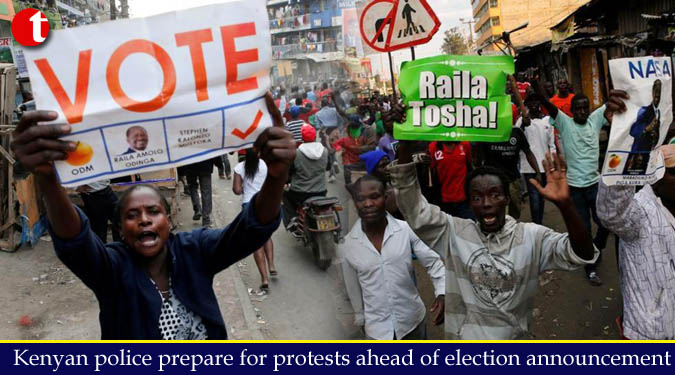 Kenyan police prepare for protests ahead of election announcement